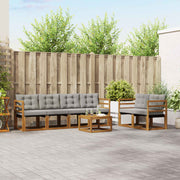 Set vanjskih sofa 7 kom. Prirodna i svijetlo siva