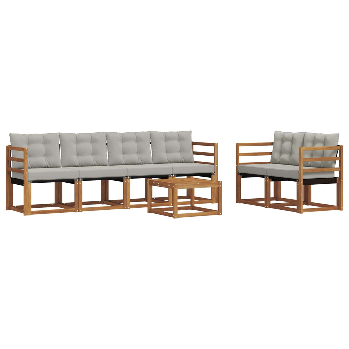 Set vanjskih sofa 7 kom. Prirodna i svijetlo siva