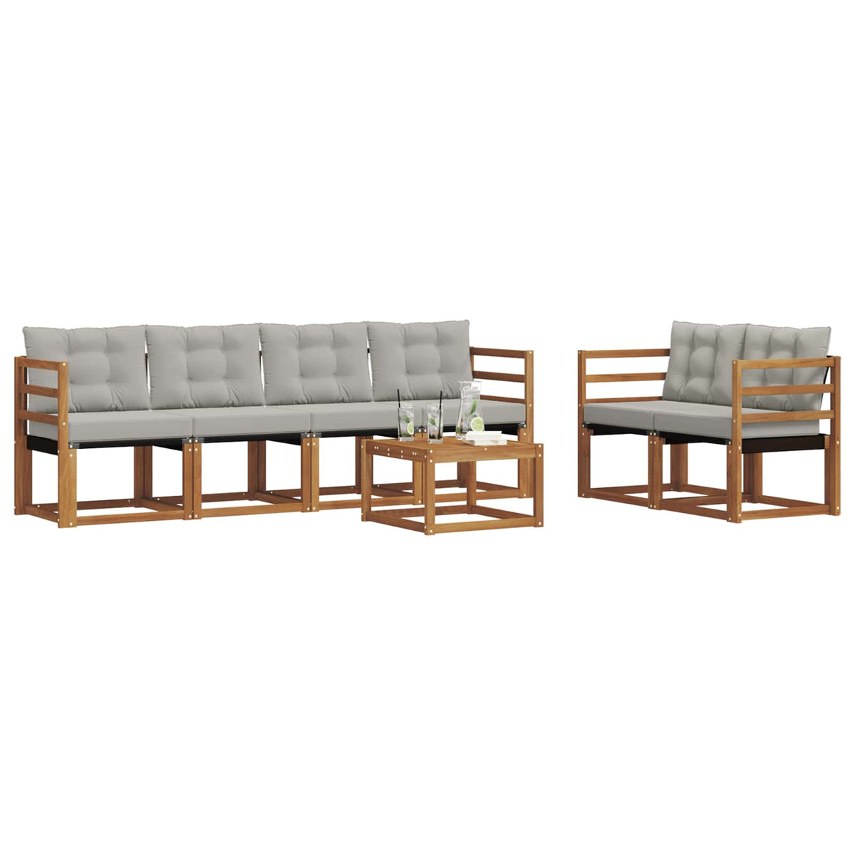 Set vanjskih sofa 7 kom. Prirodna i svijetlo siva