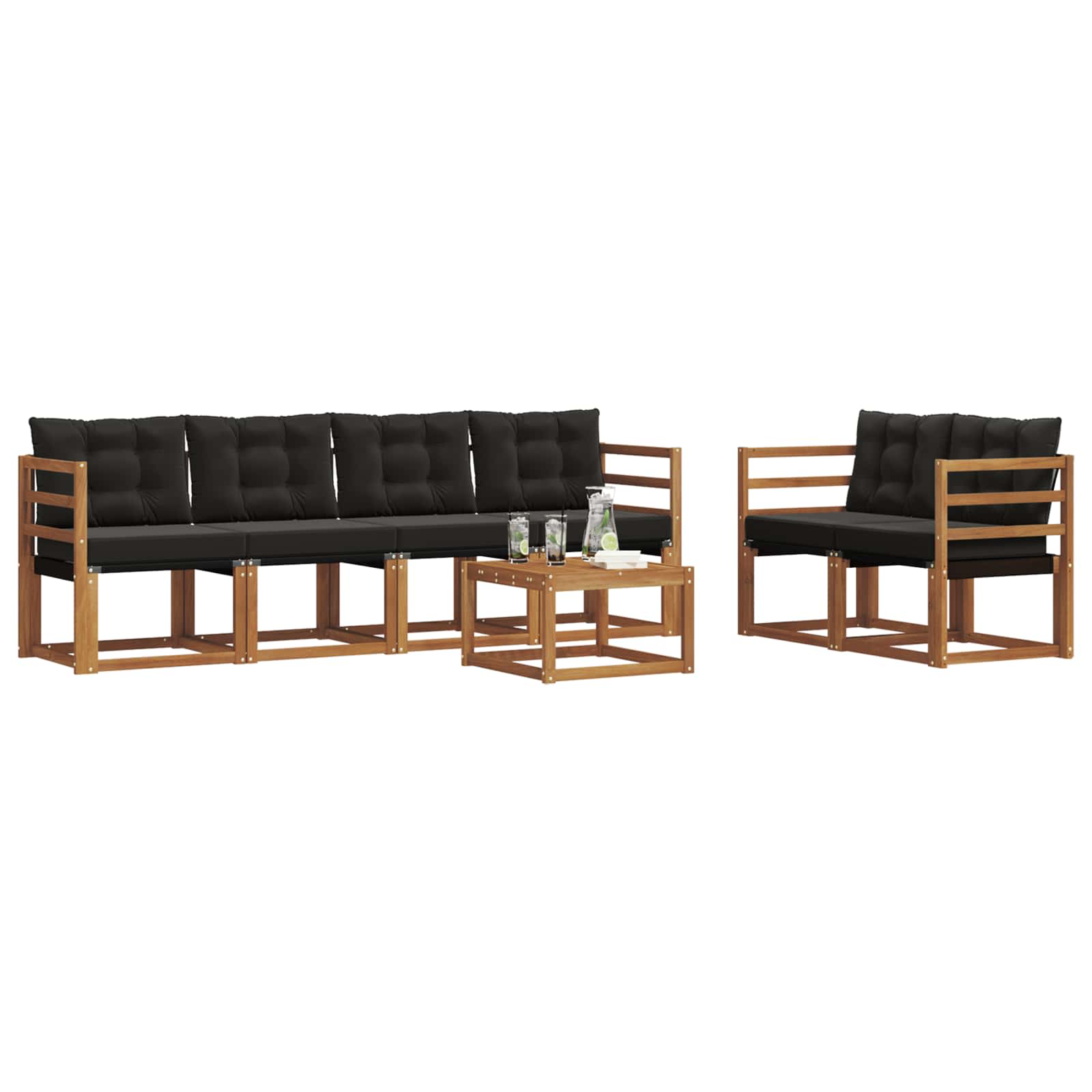 Set vanjskih sofa s jastukom 7 pcs Prirodna i crna