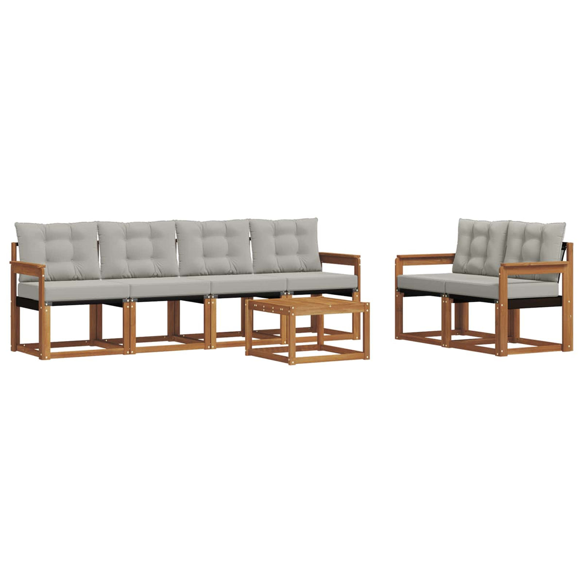 Set vanjskih sofa 7 kom. Prirodna i svijetlo siva