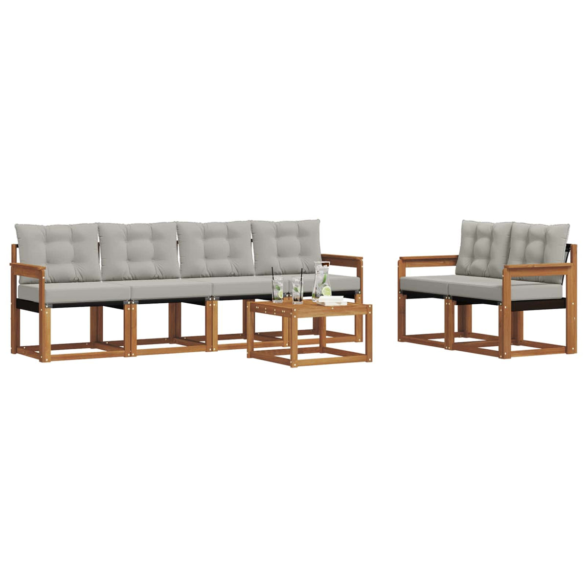 Set vanjskih sofa 7 kom. Prirodna i svijetlo siva