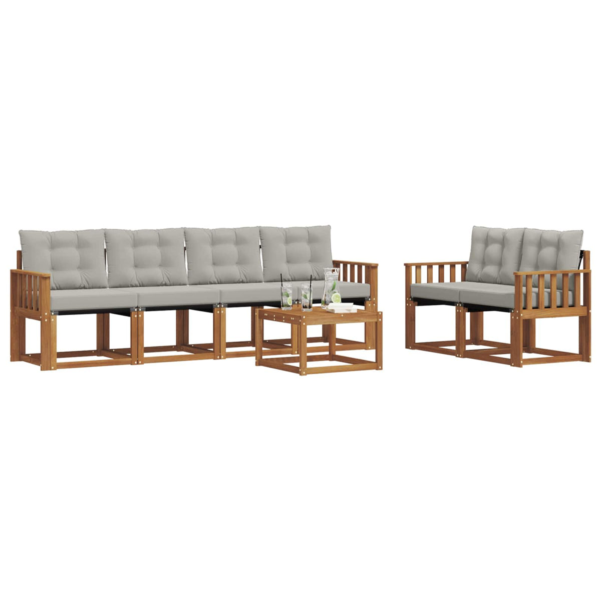 Set vanjskih sofa 7 kom. Prirodna i svijetlo siva