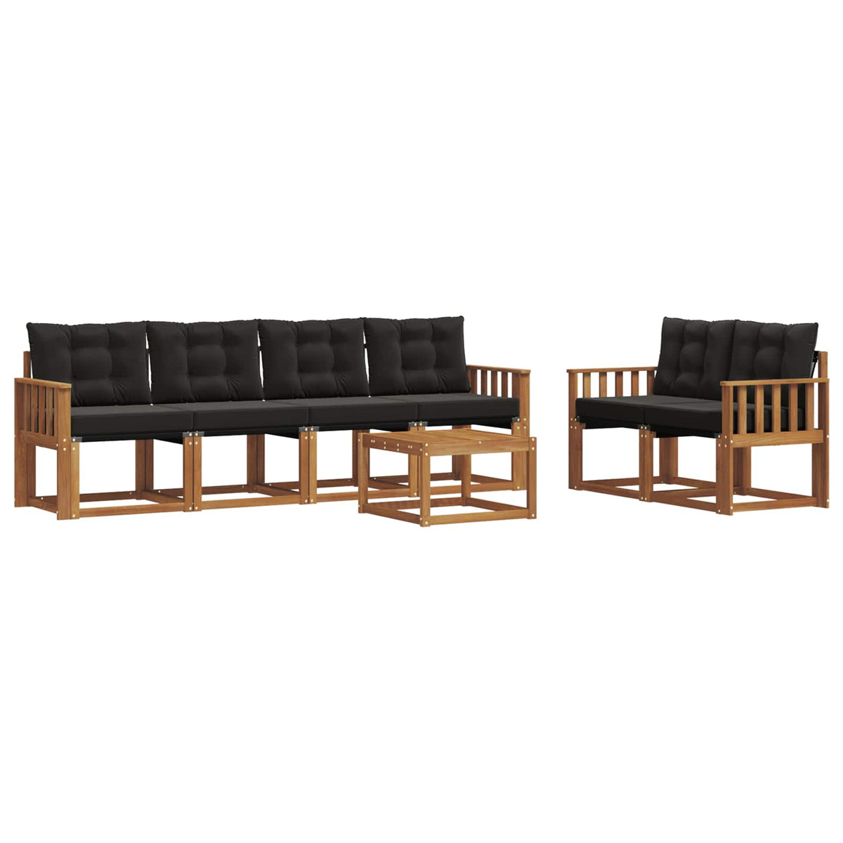 Set vanjskih sofa s jastukom 7 pcs Prirodna i crna