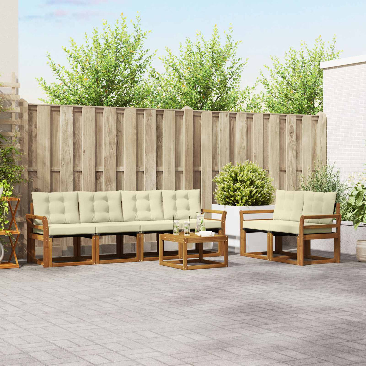 Set vanjskih sofa 7 kom. Prirodna i krem