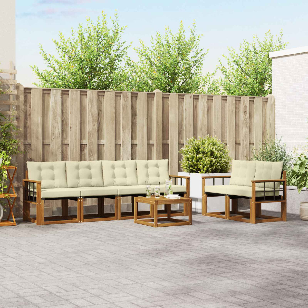Set vanjskih sofa 7 kom. Prirodna i krem