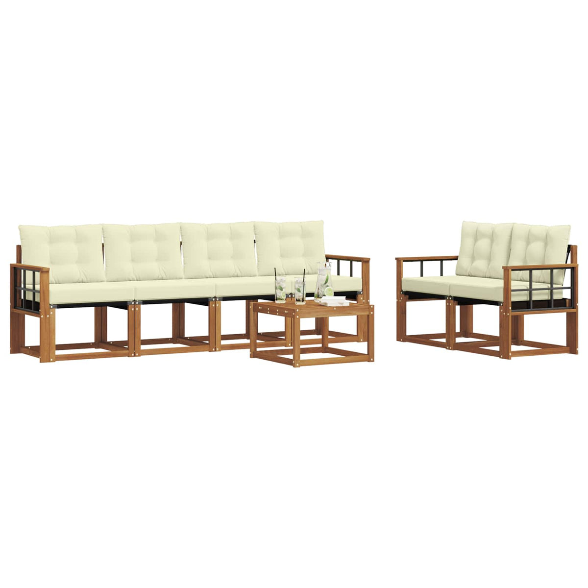 Set vanjskih sofa 7 kom. Prirodna i krem