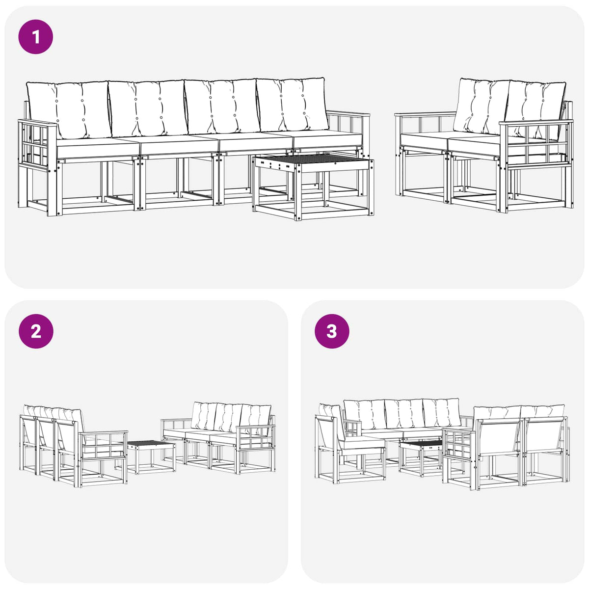 Set vanjskih sofa 7 kom. Prirodna i krem