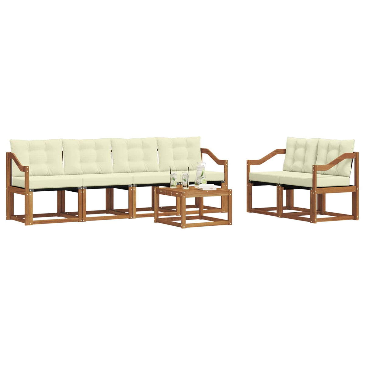 Set vanjskih sofa 7 kom. Prirodna i krem