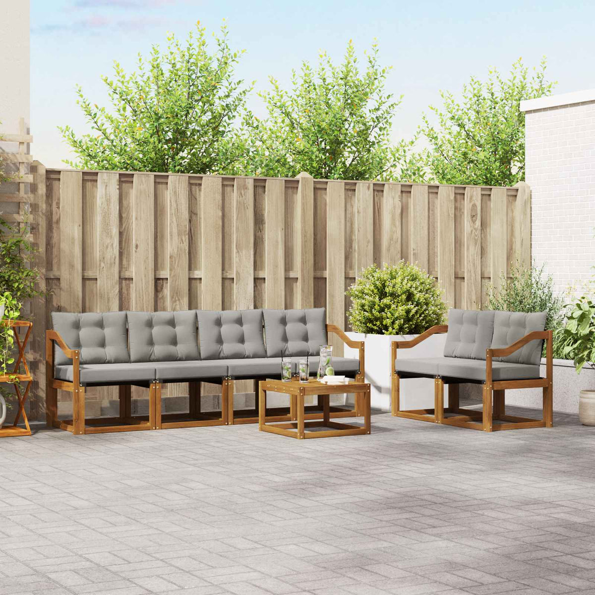 Set vanjskih sofa 7 kom. Prirodna i svijetlo siva