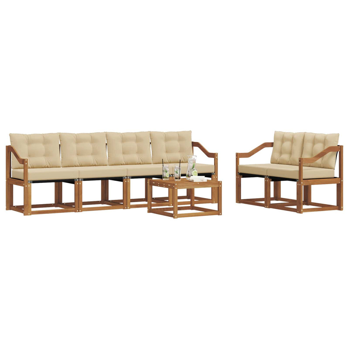 Set vanjskih sofa 7 kom. Prirodna i bež