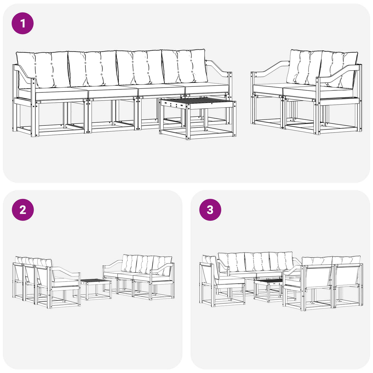 Set vanjskih sofa 7 kom. Prirodna i bež