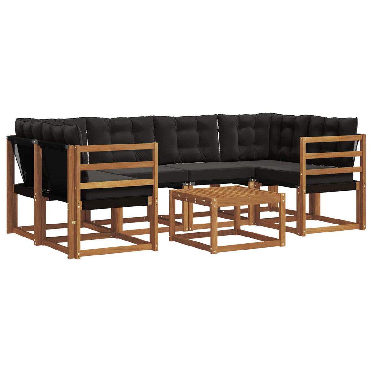Set vanjskih sofa 7 kom. Prirodna i crna