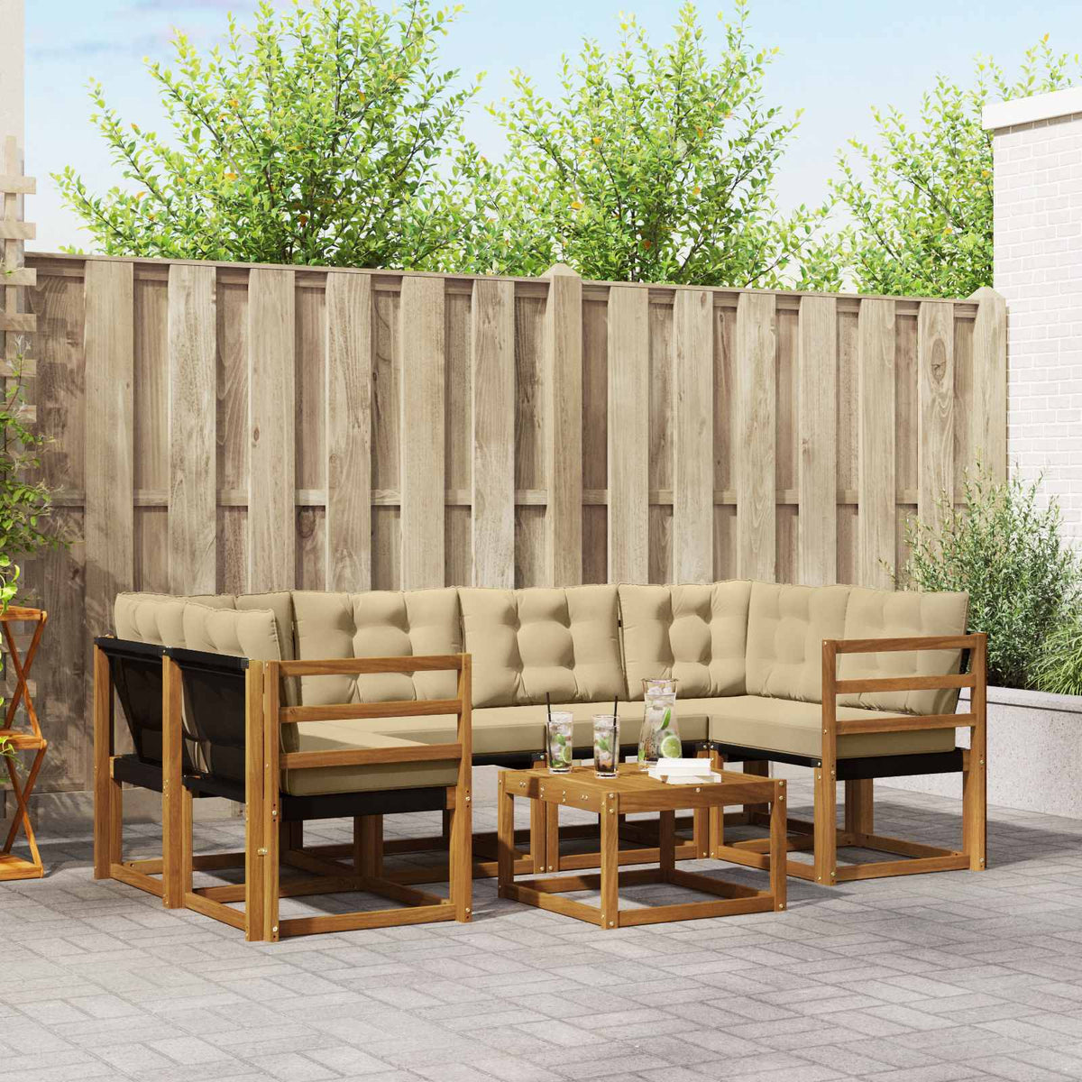 Set vanjskih sofa 7 kom. Prirodna i bež