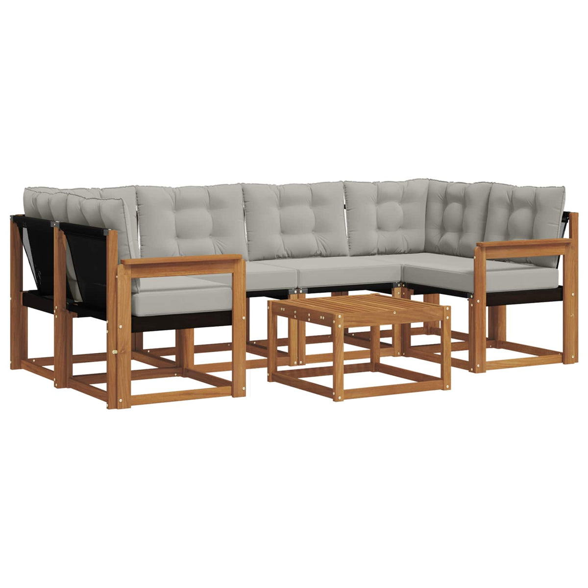 Set vanjskih sofa 7 kom. Prirodna i svijetlo siva