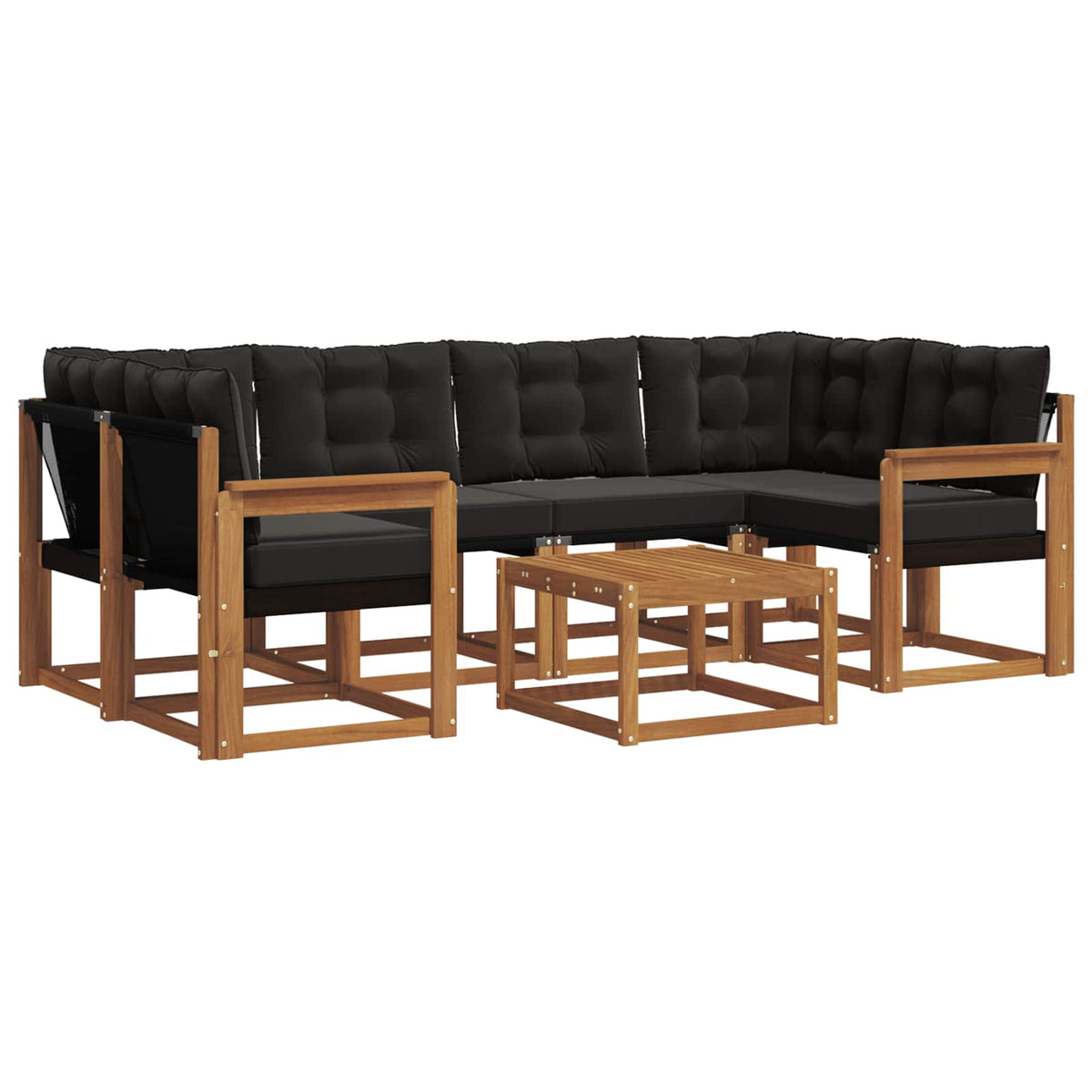 Set vanjskih sofa 7 kom. Prirodna i crna