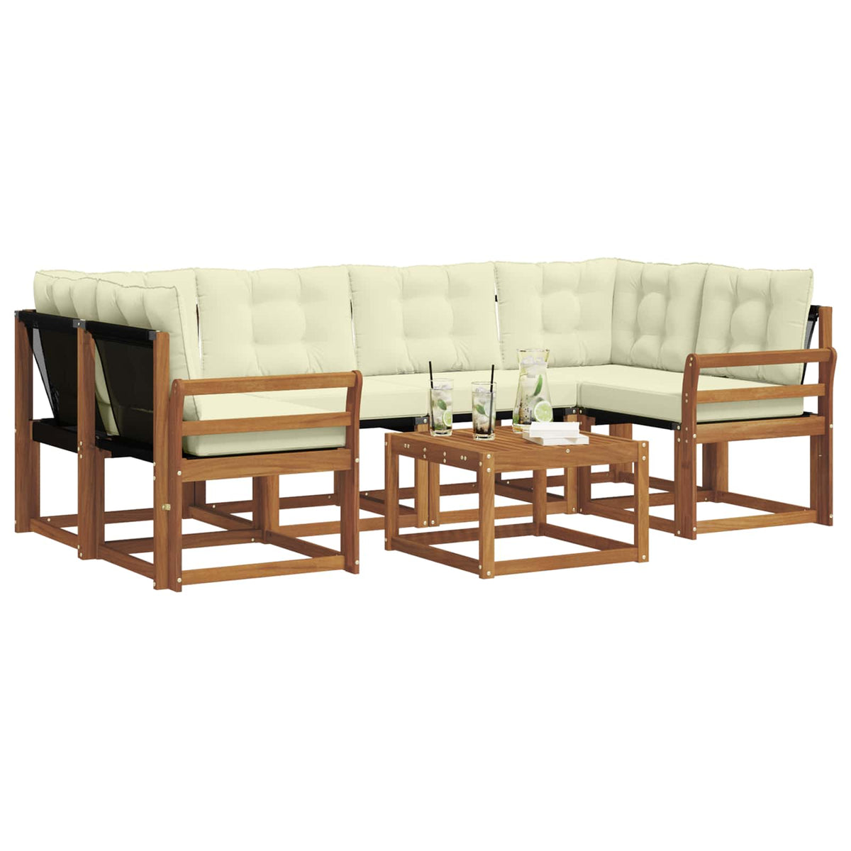 Set vanjskih sofa 7 kom. Prirodna i krem