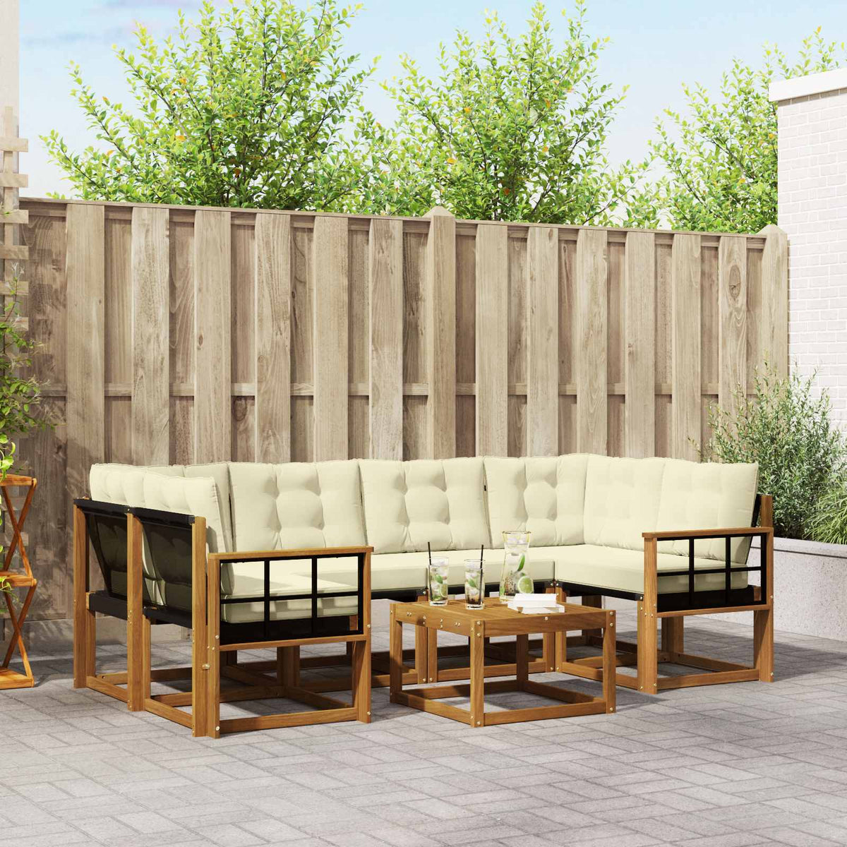 Set vanjskih sofa 7 kom. Prirodna i krem