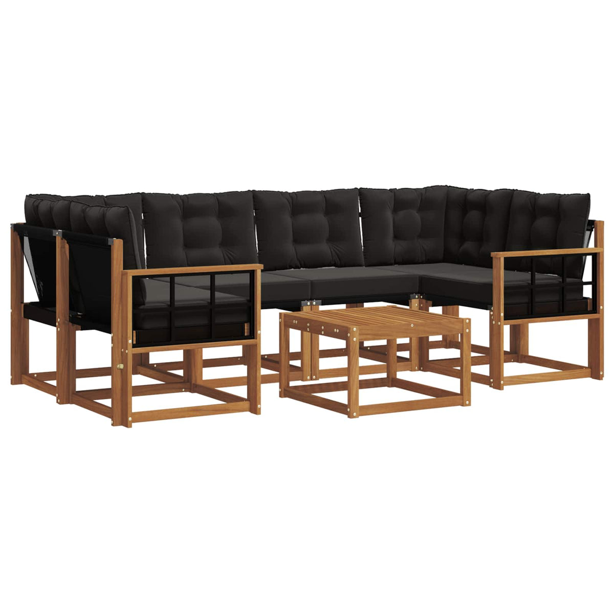 Set vanjskih sofa 7 kom. Prirodna i crna