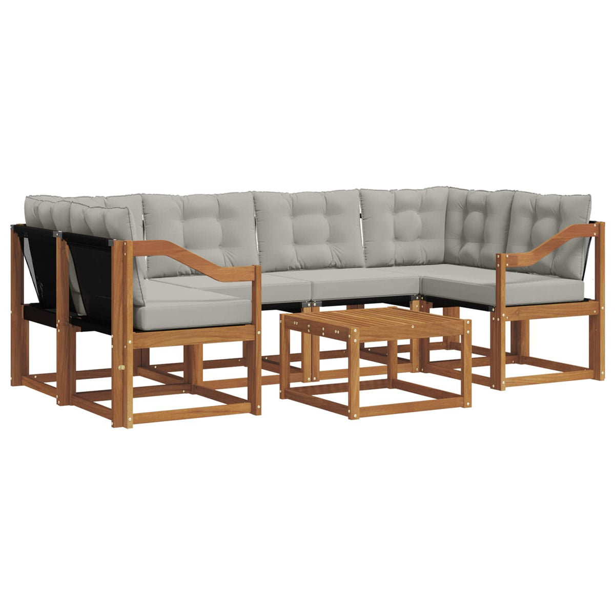 Set vanjskih sofa 7 kom. Prirodna i svijetlo siva