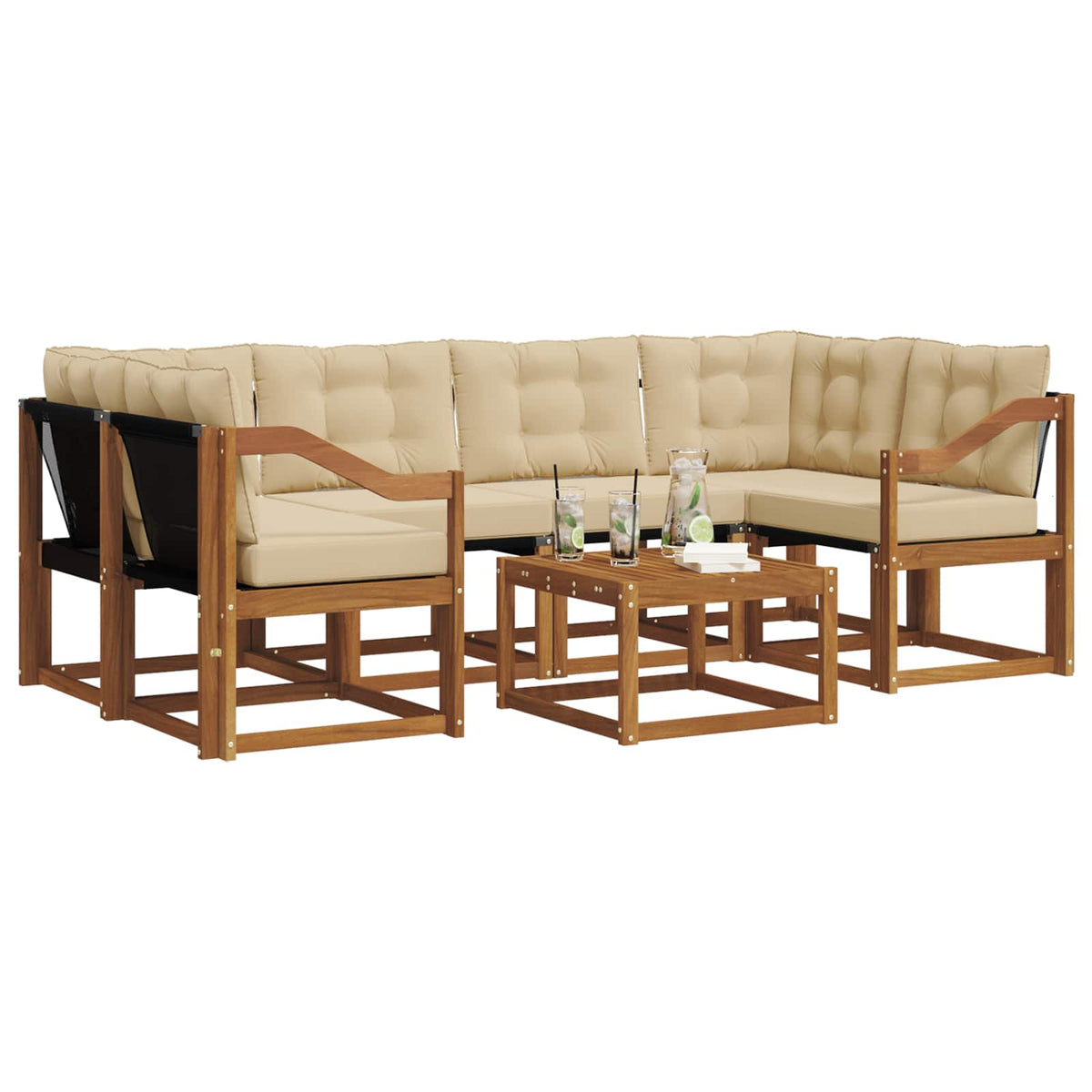 Set vanjskih sofa 7 kom. Prirodna i bež
