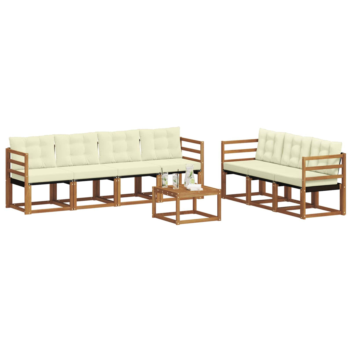 Set vanjskih sofa 8 kom. Prirodna i krem