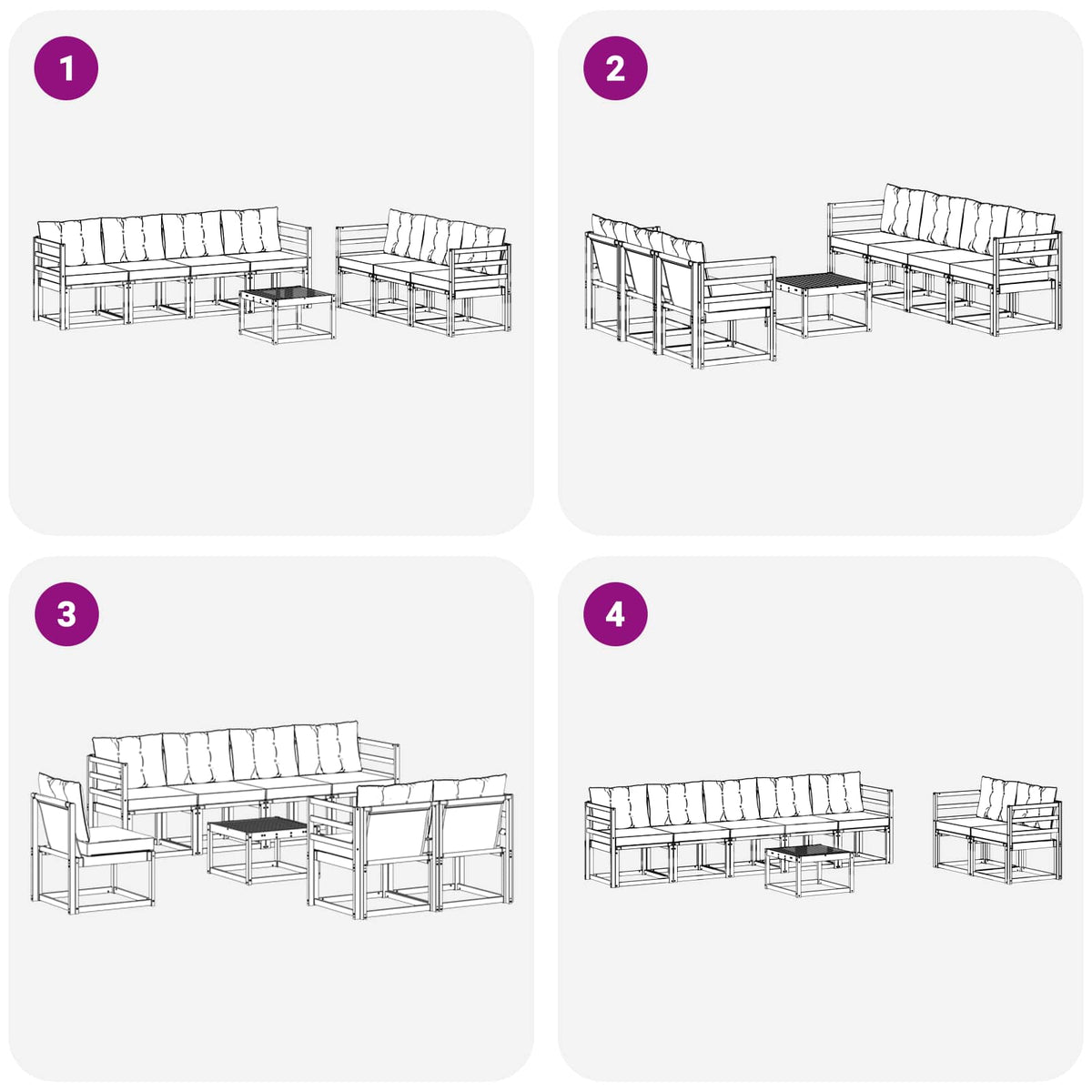 Set vanjskih sofa 8 kom. Prirodna i krem