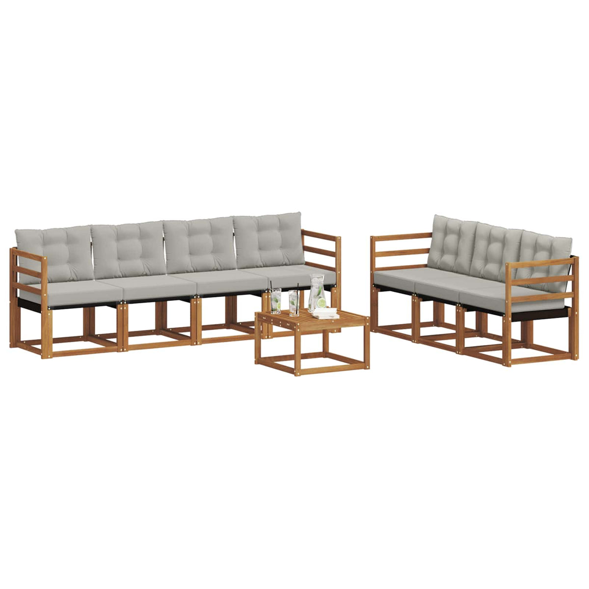 Set vanjskih sofa 8 kom. Prirodna i svijetlo siva