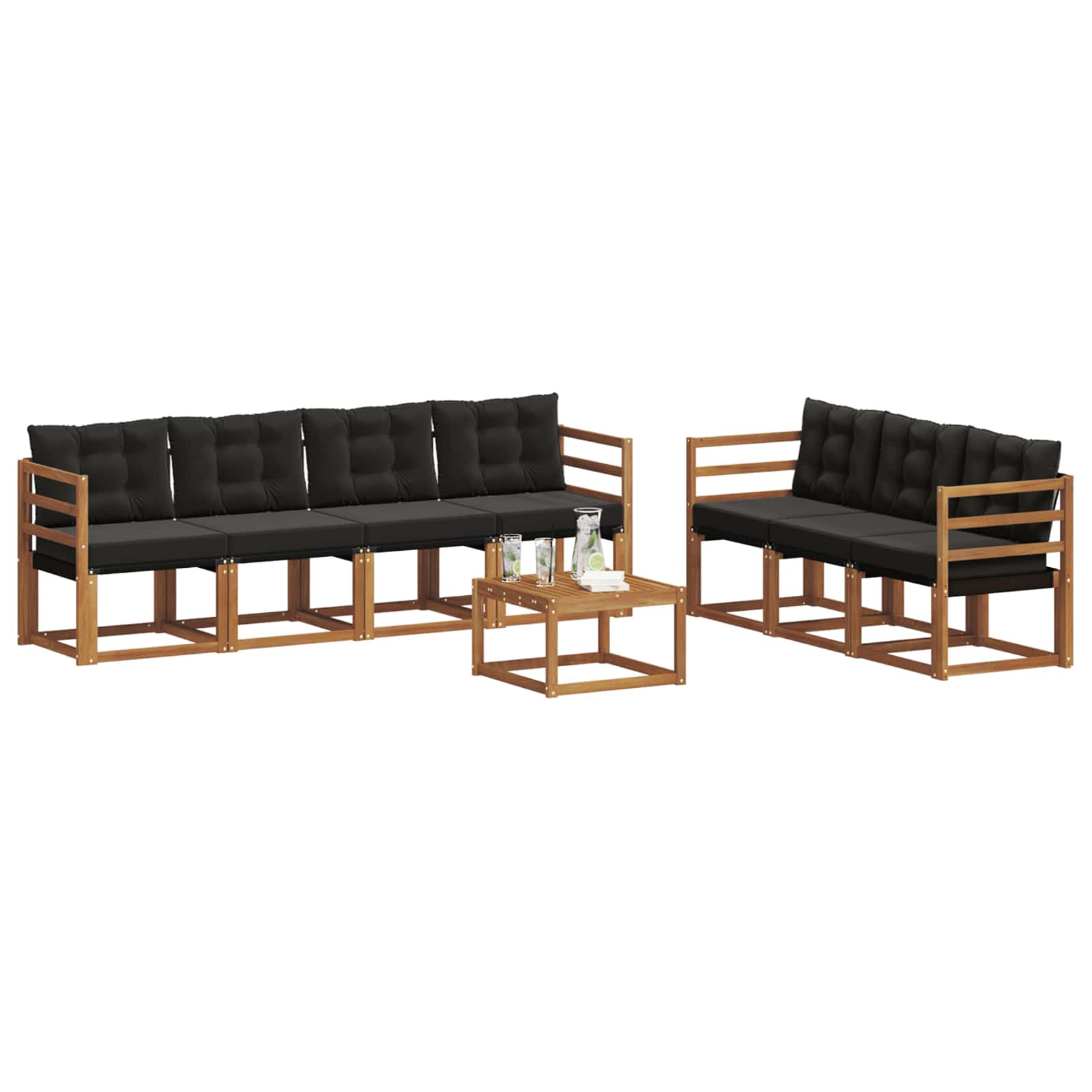 Set vanjskih sofa s jastukom 8 pcs Prirodna i crna