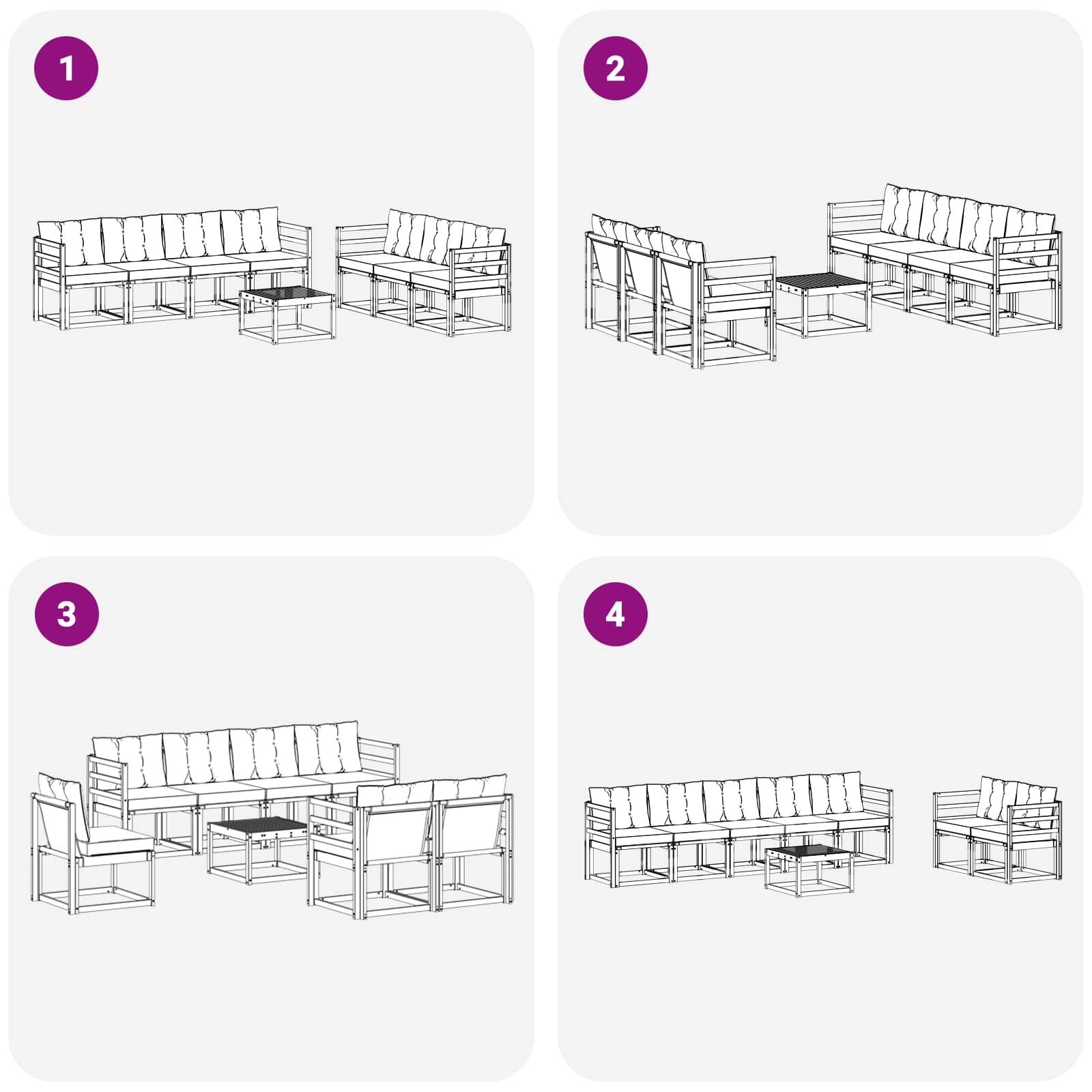 Set vanjskih sofa s jastukom 8 pcs Prirodna i crna
