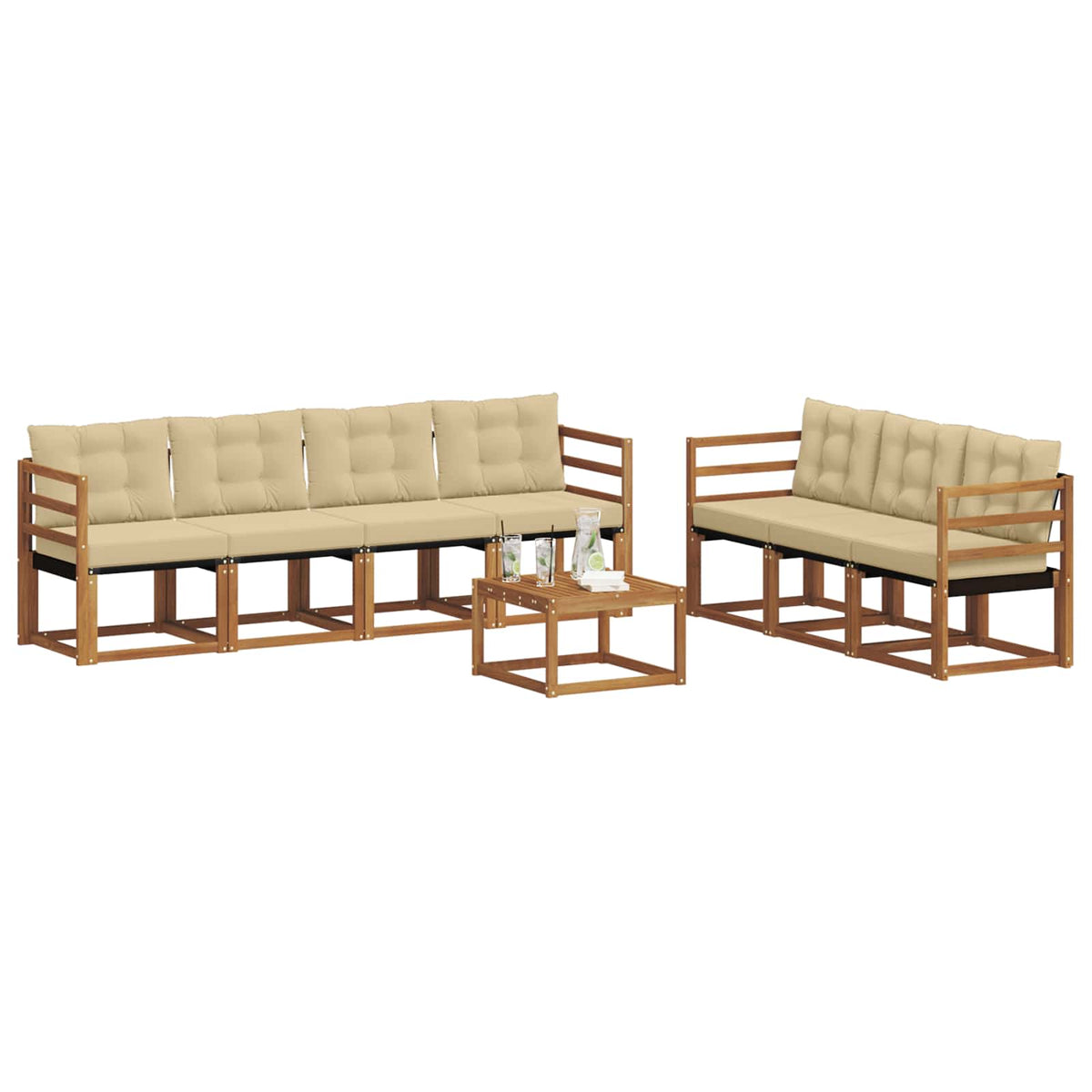 Set vanjskih sofa 8 kom. Prirodna i bež