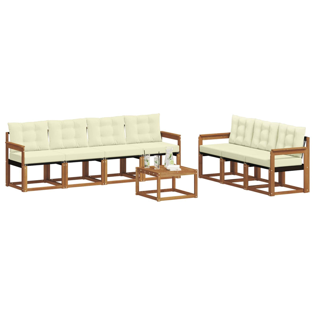 Set vanjskih sofa 8 kom. Prirodna i krem
