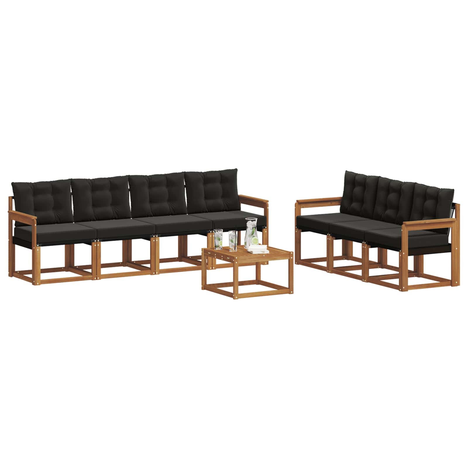 Set vanjskih sofa s jastukom 8 pcs Prirodna i crna
