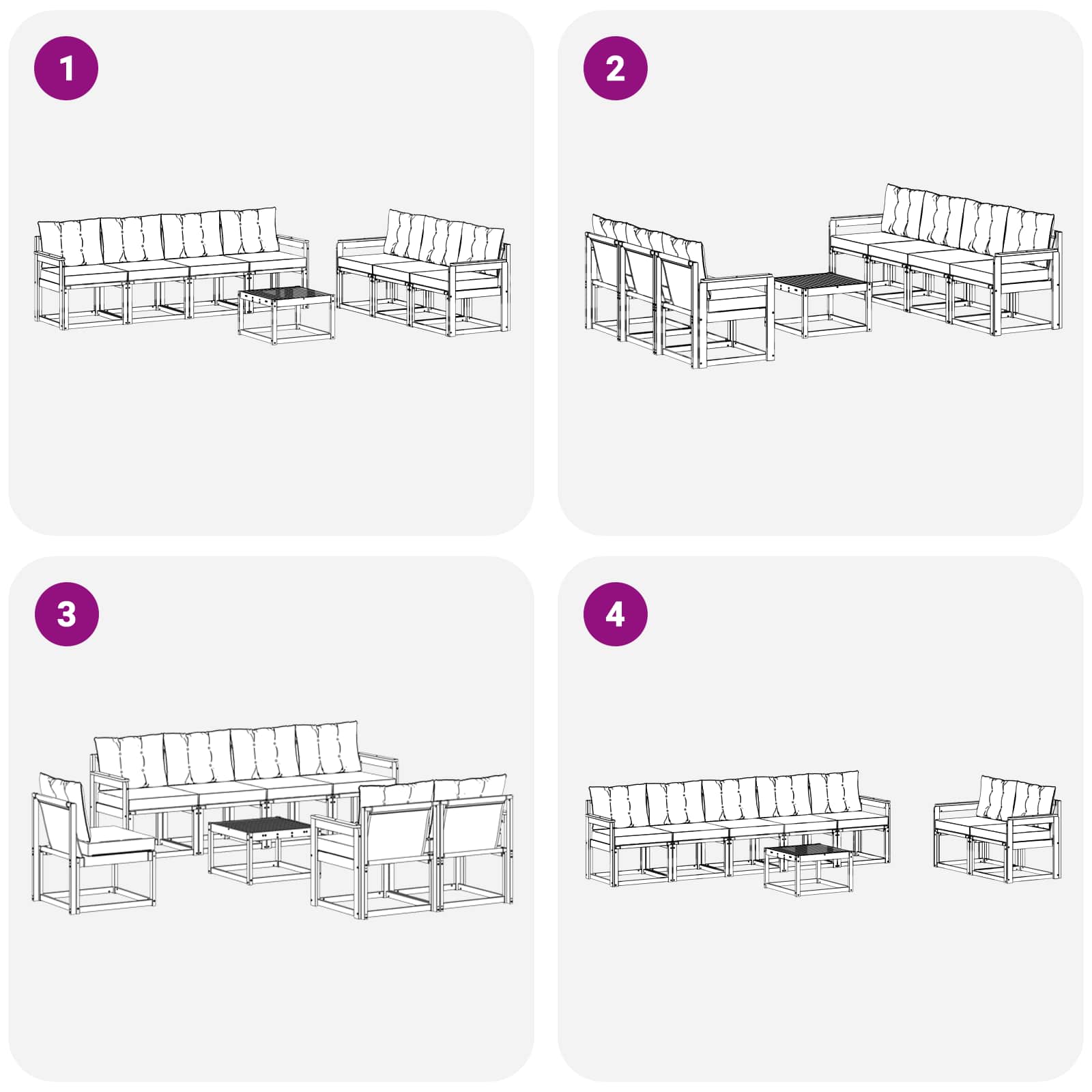 Set vanjskih sofa s jastukom 8 pcs Prirodna i crna