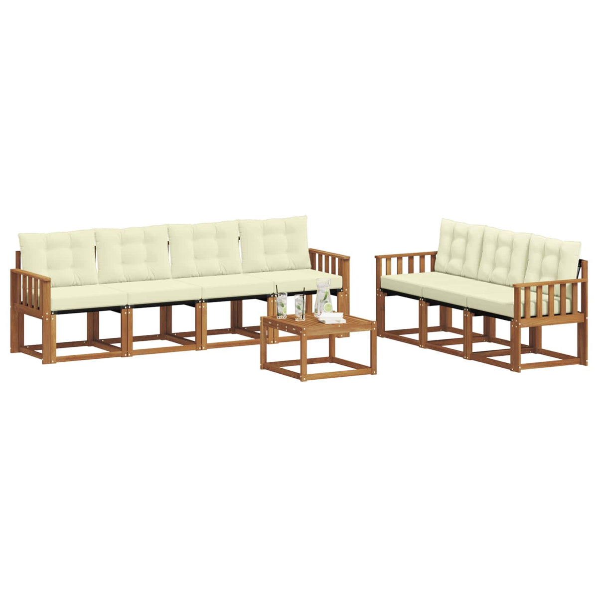 Set vanjskih sofa 8 kom. Prirodna i krem