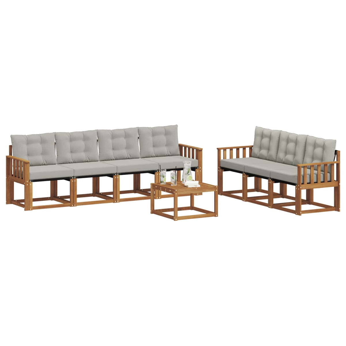 Set vanjskih sofa 8 kom. Prirodna i svijetlo siva