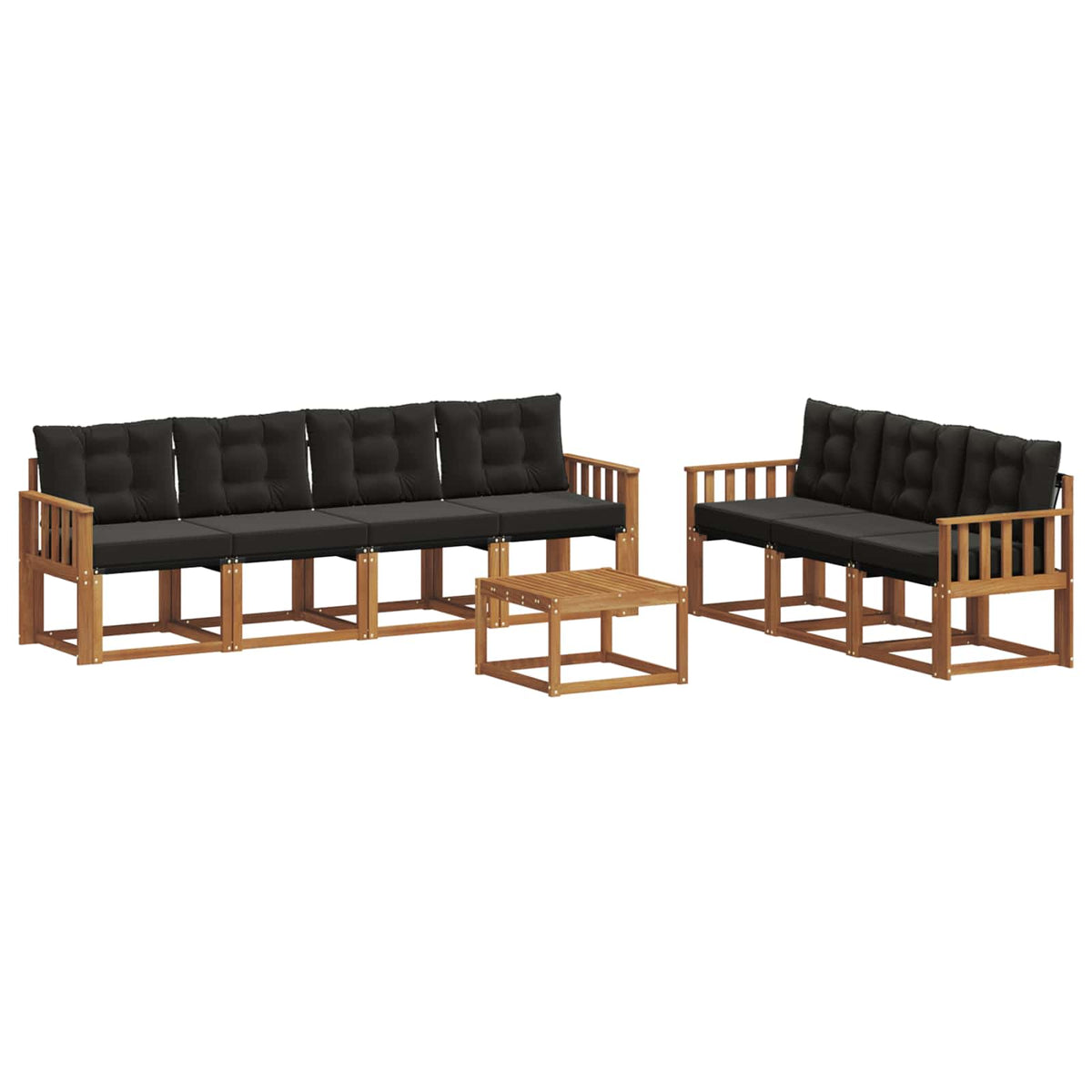 Set vanjskih sofa s jastukom 8 pcs Prirodna i crna