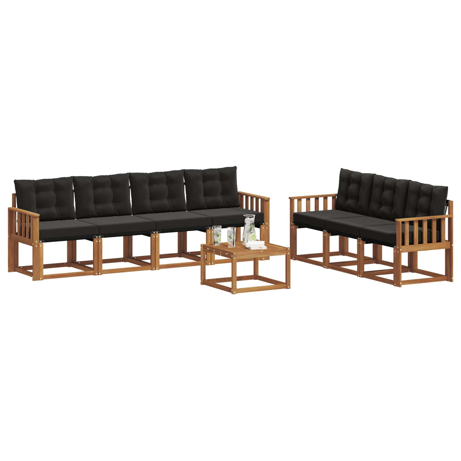 Set vanjskih sofa s jastukom 8 pcs Prirodna i crna