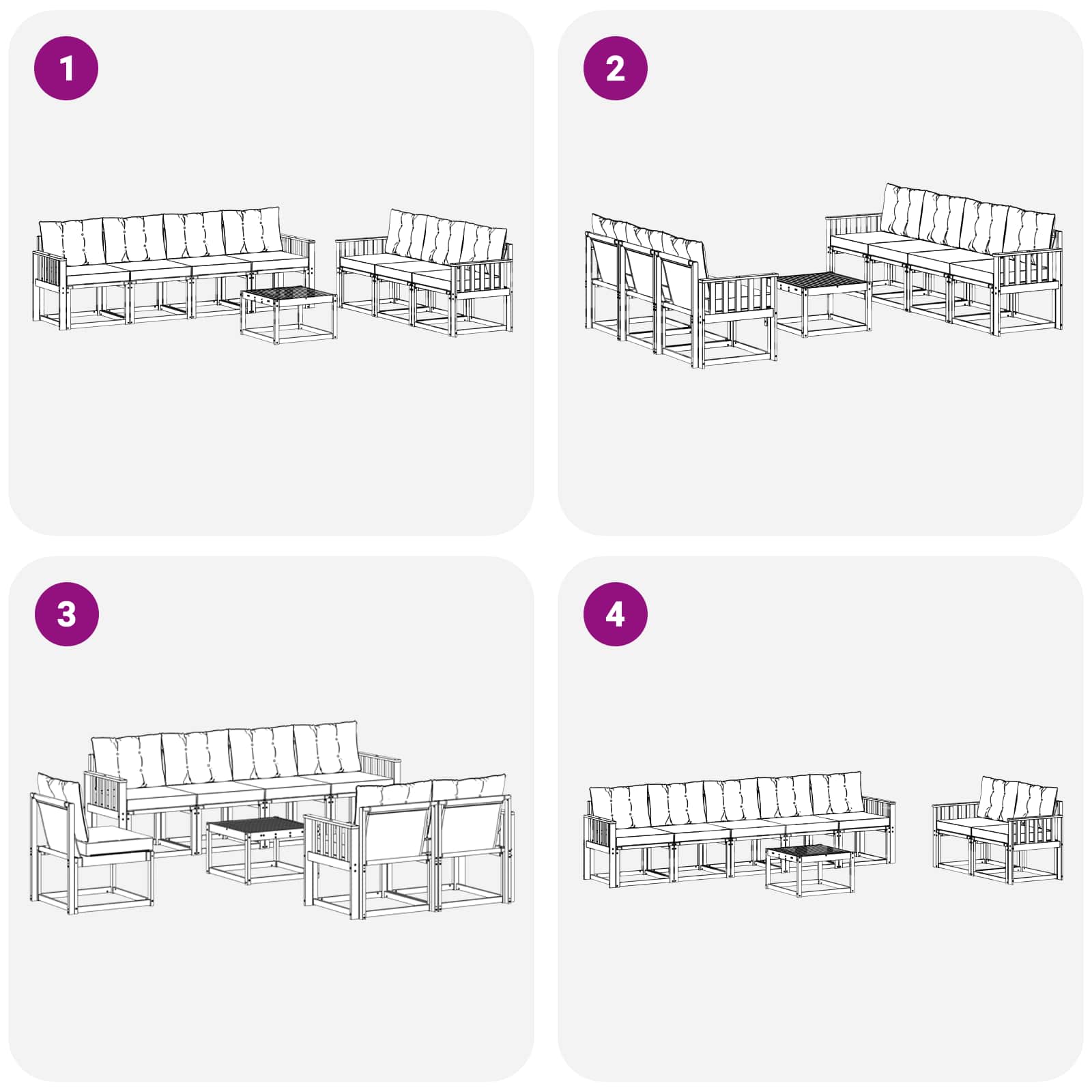 Set vanjskih sofa s jastukom 8 pcs Prirodna i crna