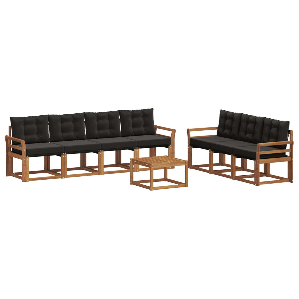 Set vanjskih sofa s jastukom 8 pcs Prirodna i crna