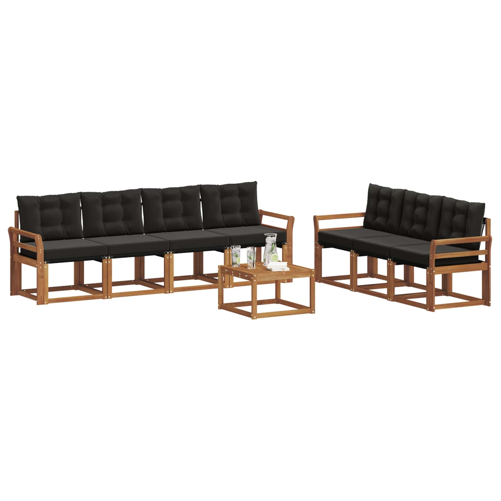 Set vanjskih sofa s jastukom 8 pcs Prirodna i crna