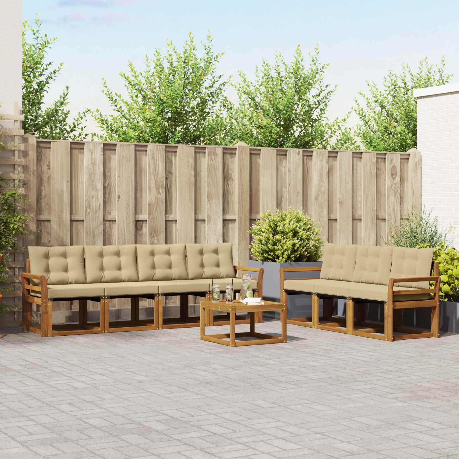 Set vanjskih sofa 8 kom. Prirodna i bež