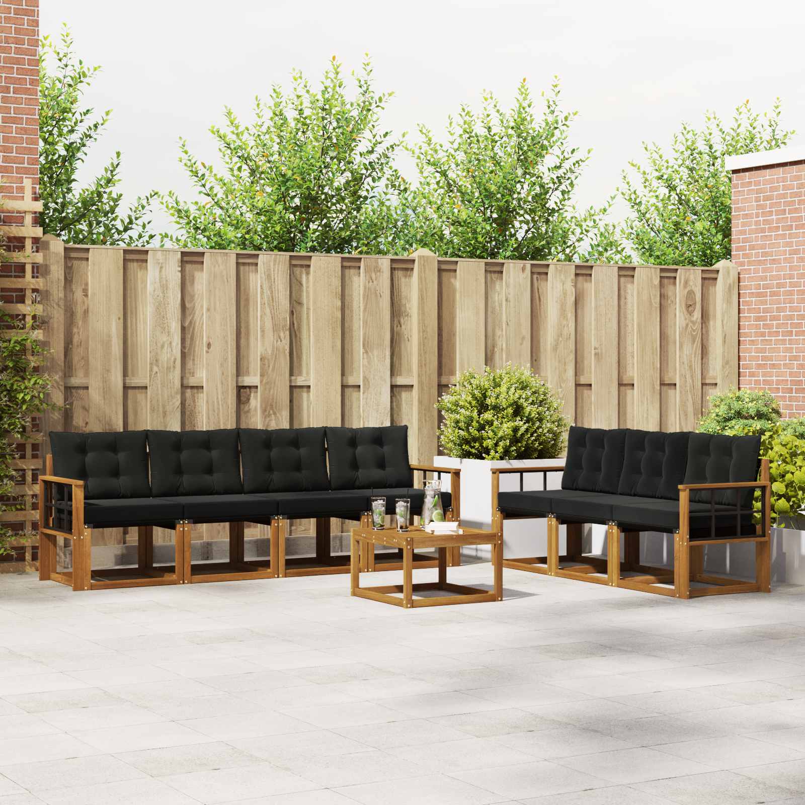Set vanjskih sofa s jastukom 8 pcs Prirodna i crna