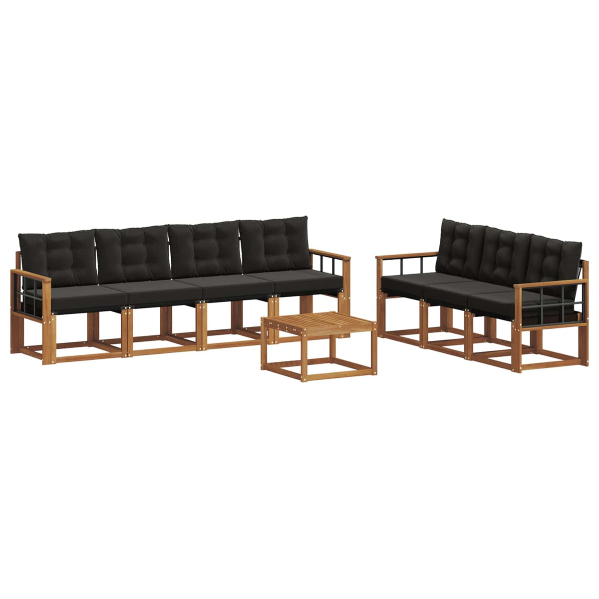 Set vanjskih sofa s jastukom 8 pcs Prirodna i crna