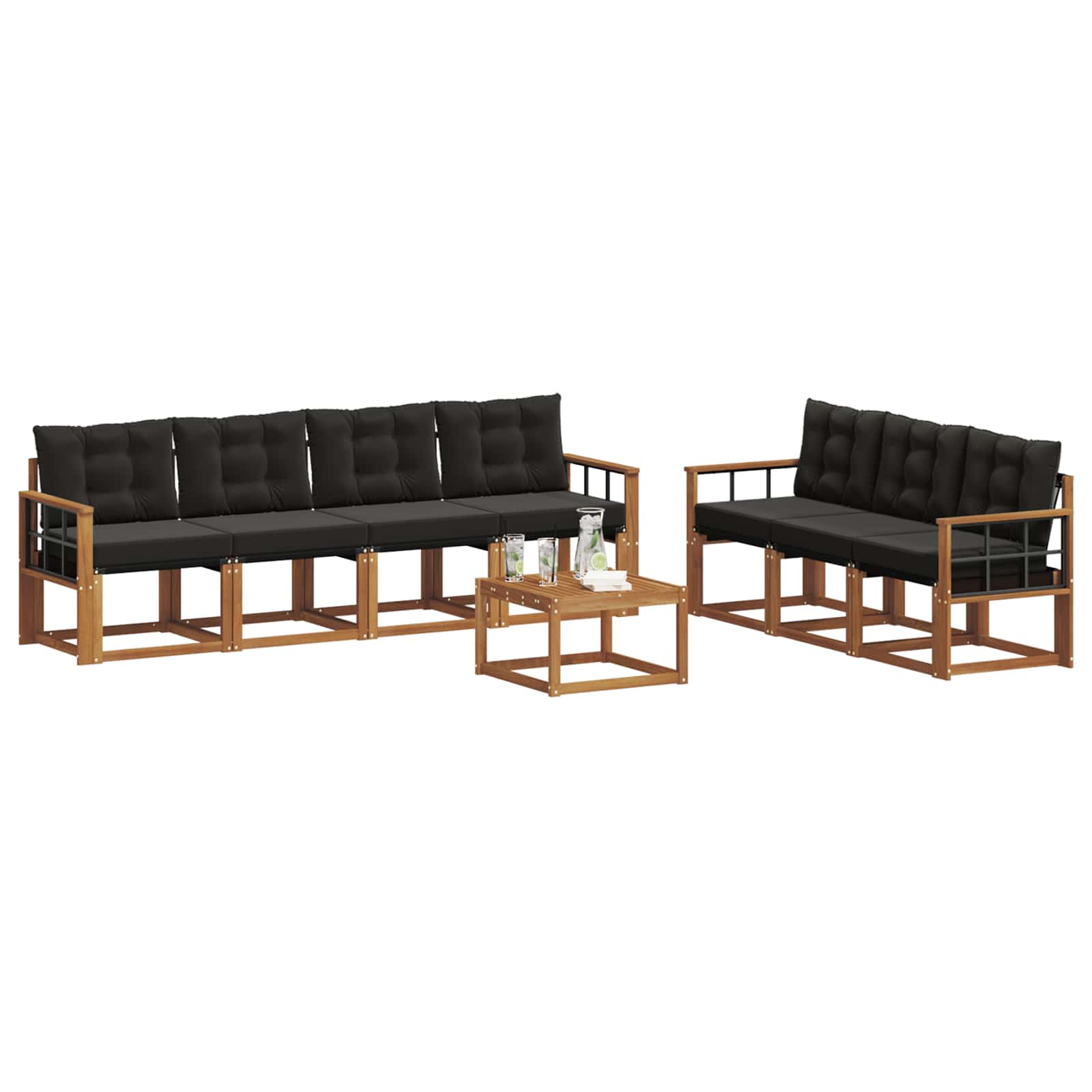 Set vanjskih sofa s jastukom 8 pcs Prirodna i crna