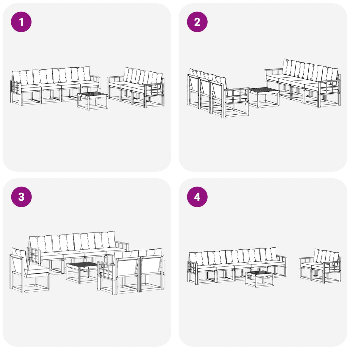 Set vanjskih sofa s jastukom 8 pcs Prirodna i crna