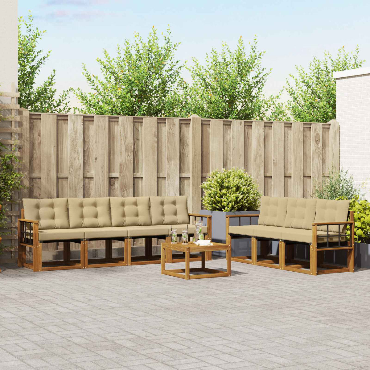 Set vanjskih sofa 8 kom. Prirodna i bež