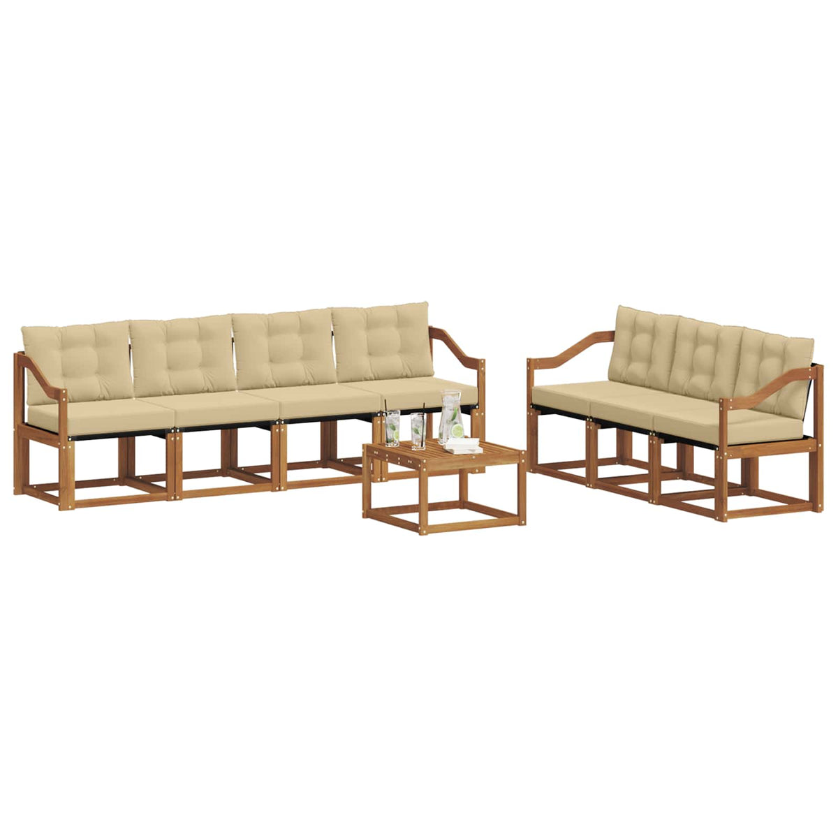 Set vanjskih sofa 8 kom. Prirodna i bež