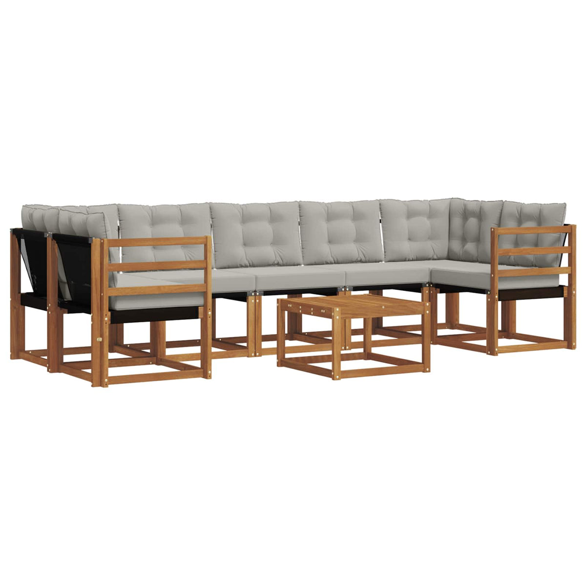Set vanjskih sofa 8 kom. Prirodna i svijetlo siva