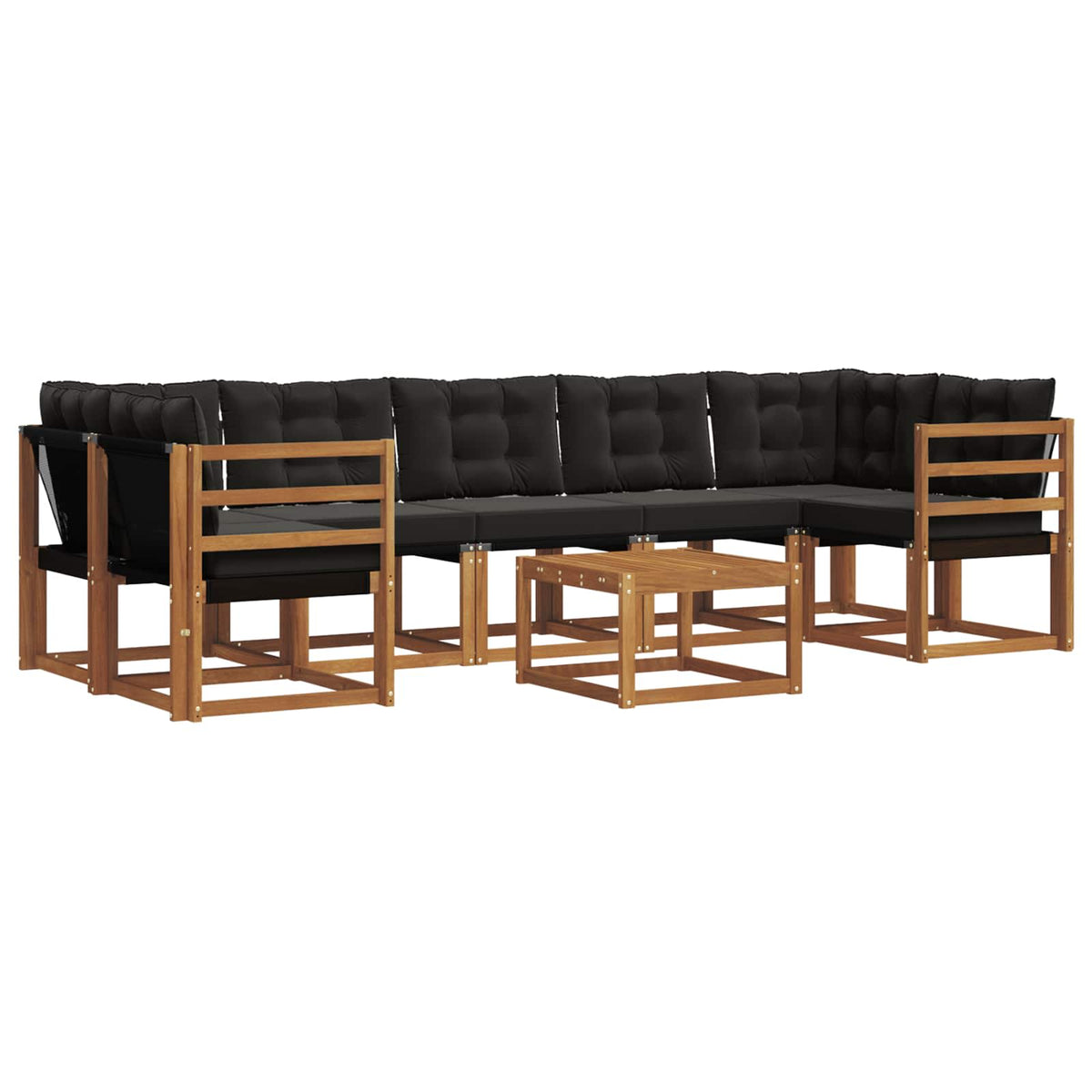 Set vanjskih sofa s jastukom 8 pcs Prirodna i crna